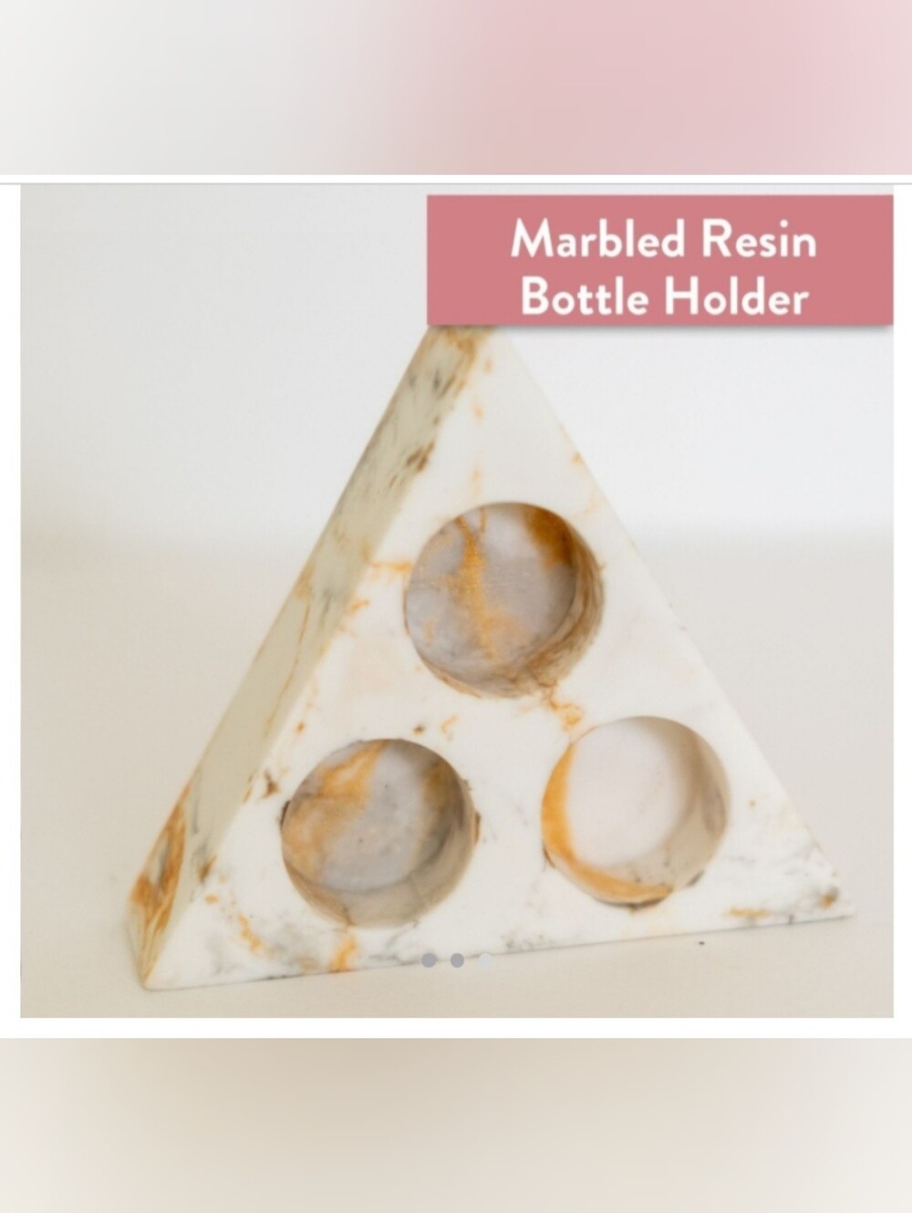 Marbled Resin Bottle Holder - White and Gold